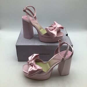 ALDO x Disney Step Sisters Heel Pink Satin Bow Platform Heels Womens Size 10 NEW